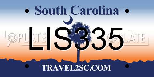 LIS335 South Carolina License Plate
