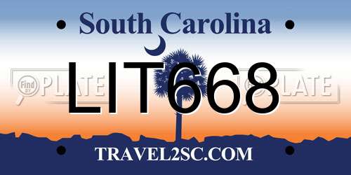 LIT668 South Carolina License Plate