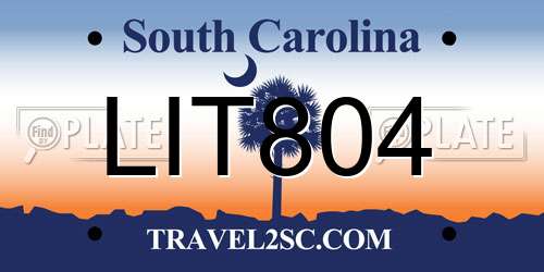 LIT804 South Carolina License Plate