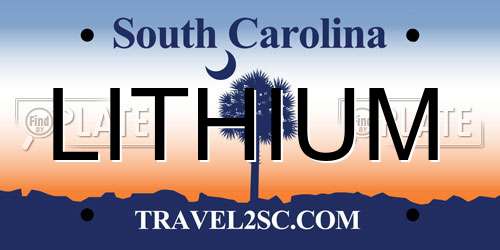 LITHIUM South Carolina License Plate