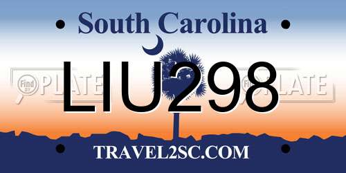 LIU298 South Carolina License Plate