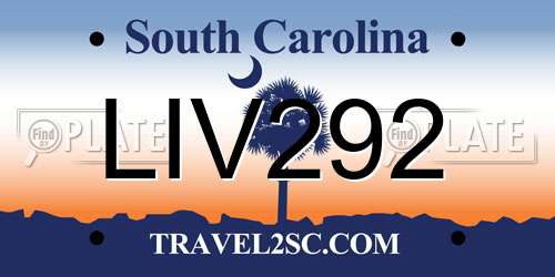 LIV292 South Carolina License Plate