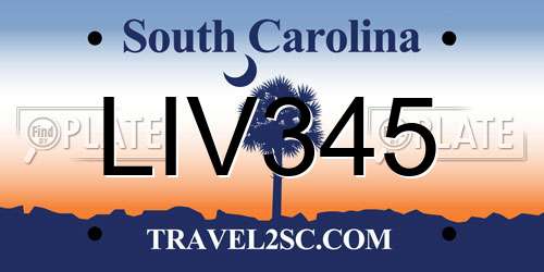 LIV345 South Carolina License Plate