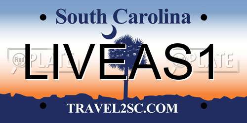 LIVEAS1 South Carolina License Plate