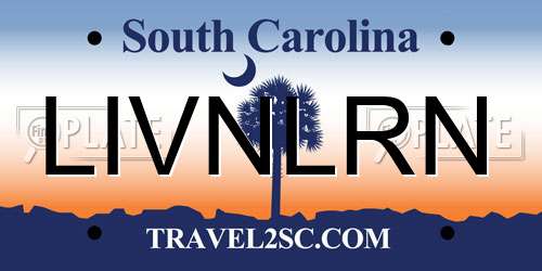 LIVNLRN South Carolina License Plate