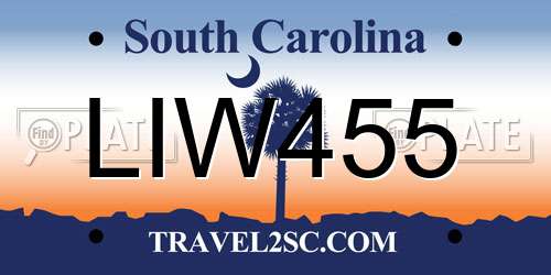 LIW455 South Carolina License Plate