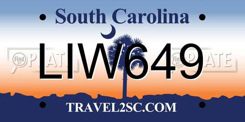 LIW649 South Carolina License Plate