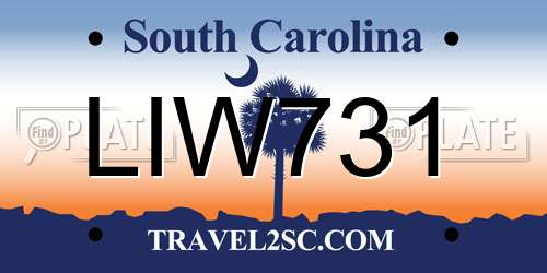 LIW731 South Carolina License Plate