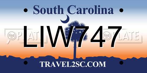 LIW747 South Carolina License Plate