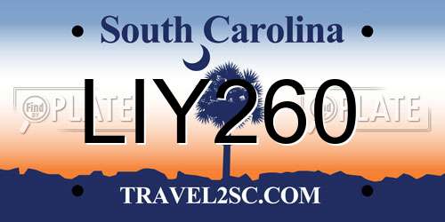 LIY260 South Carolina License Plate