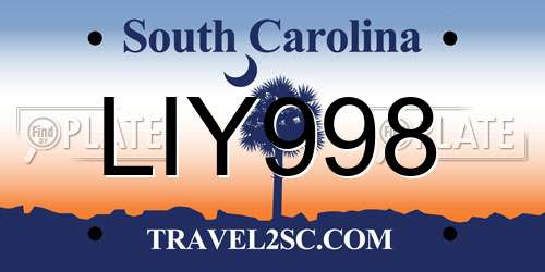 LIY998 South Carolina License Plate