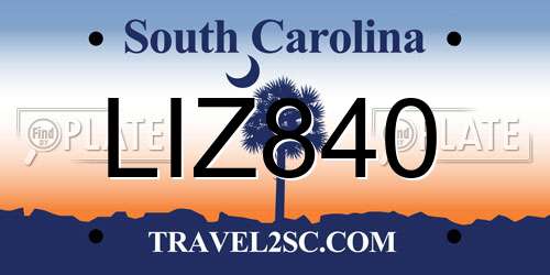 LIZ840 South Carolina License Plate