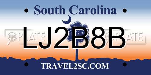 LJ2B8B South Carolina License Plate