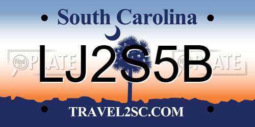 LJ2S5B South Carolina License Plate