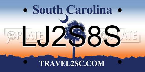LJ2S8S South Carolina License Plate