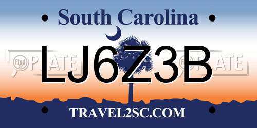 LJ6Z3B South Carolina License Plate