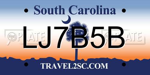 LJ7B5B South Carolina License Plate