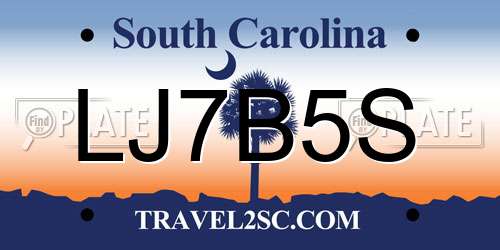 LJ7B5S South Carolina License Plate