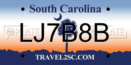 LJ7B8B South Carolina License Plate