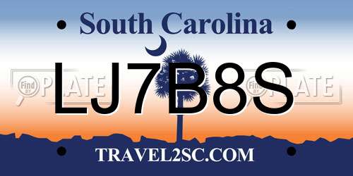 LJ7B8S South Carolina License Plate
