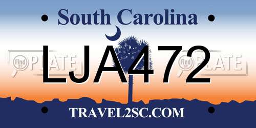 LJA472 South Carolina License Plate
