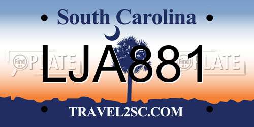 LJA881 South Carolina License Plate