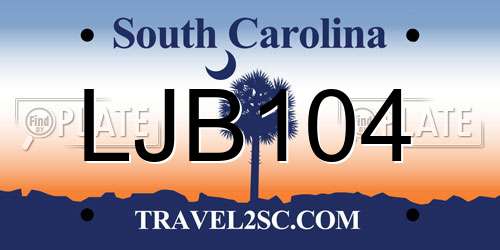 LJB104 South Carolina License Plate
