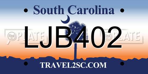 LJB402 South Carolina License Plate