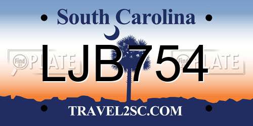 LJB754 South Carolina License Plate