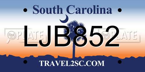 LJB852 South Carolina License Plate