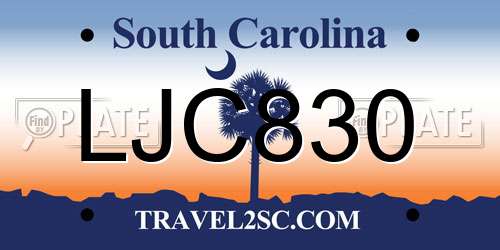 LJC830 South Carolina License Plate