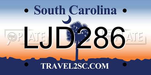 LJD286 South Carolina License Plate