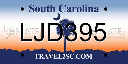 LJD395 South Carolina License Plate
