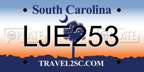 LJE253 South Carolina License Plate