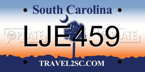 LJE459 South Carolina License Plate