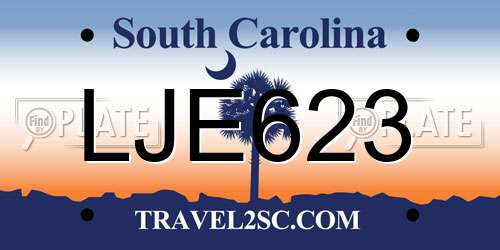 LJE623 South Carolina License Plate