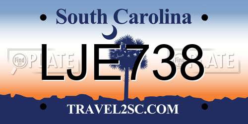 LJE738 South Carolina License Plate