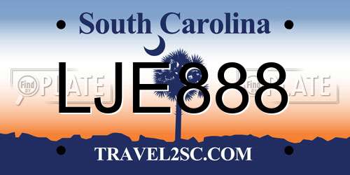 LJE888 South Carolina License Plate
