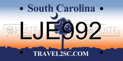 LJE992 South Carolina License Plate