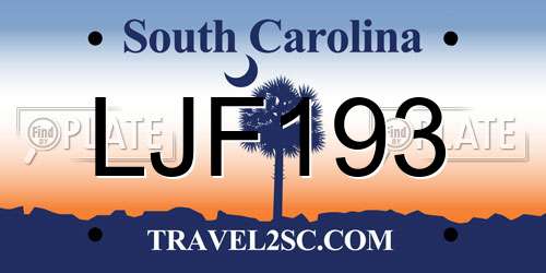 LJF193 South Carolina License Plate