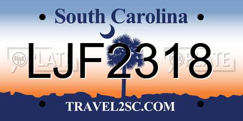 LJF2318 South Carolina License Plate