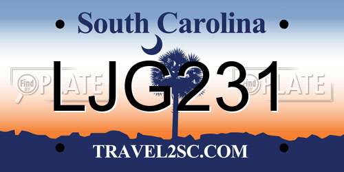LJG231 South Carolina License Plate