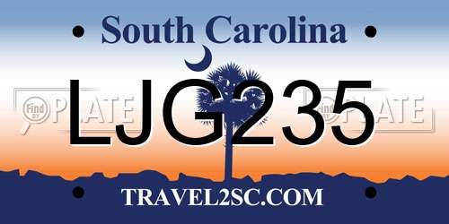 LJG235 South Carolina License Plate