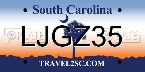 LJGZ35 South Carolina License Plate