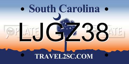 LJGZ38 South Carolina License Plate