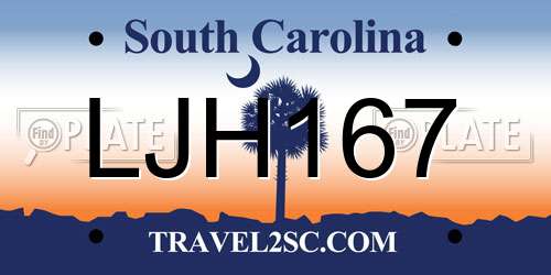 LJH167 South Carolina License Plate