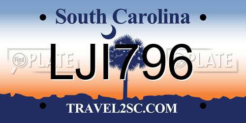 LJI796 South Carolina License Plate