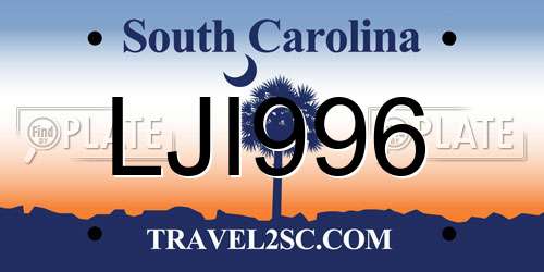 LJI996 South Carolina License Plate