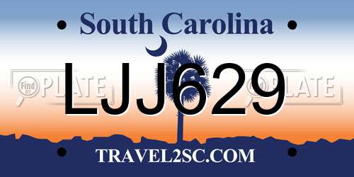 LJJ629 South Carolina License Plate