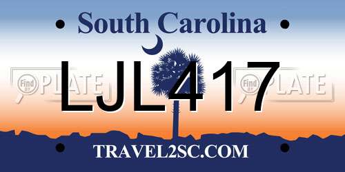 LJL417 South Carolina License Plate
